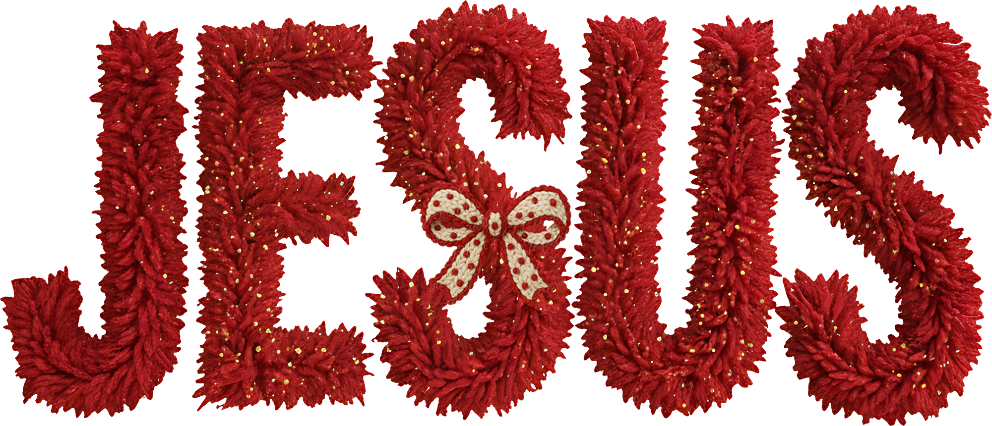 Faux Yarn Valentine Red Jesus - Valentines Day Ready to Press DTF Transfer