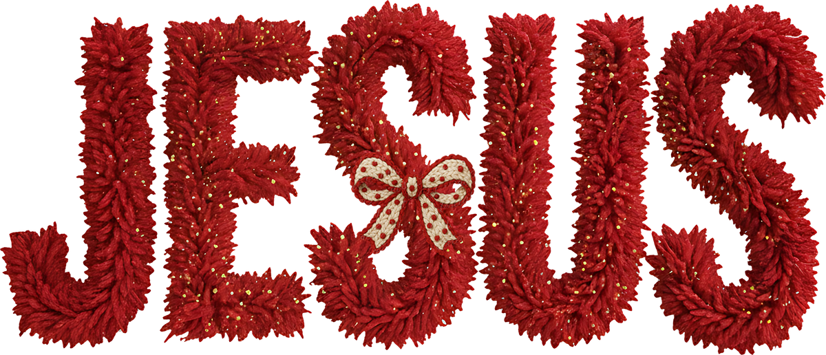 Faux Yarn Valentine Red Jesus - Valentines Day Ready to Press DTF Transfer