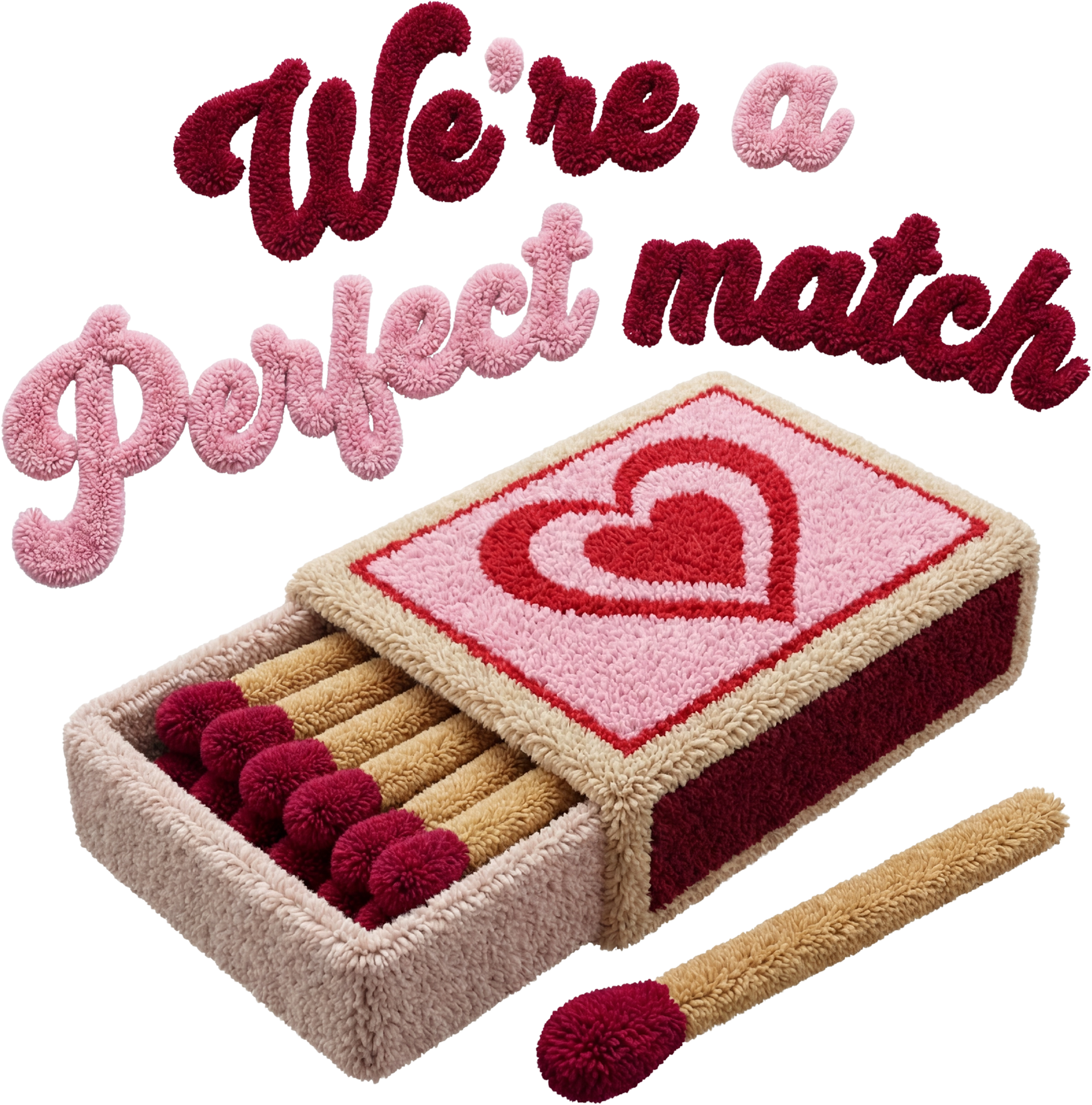 Faux Yarn Crochet We're a Perfect Match - Valentines Day Ready to Press DTF Transfer