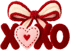 Latch Hook Yarn Xoxo Coquette Bow - Valentines Day Ready to Press DTF Transfer