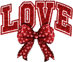 Faux Yarn Valentine Red Bow Love - Valentines Day Ready to Press DTF Transfer