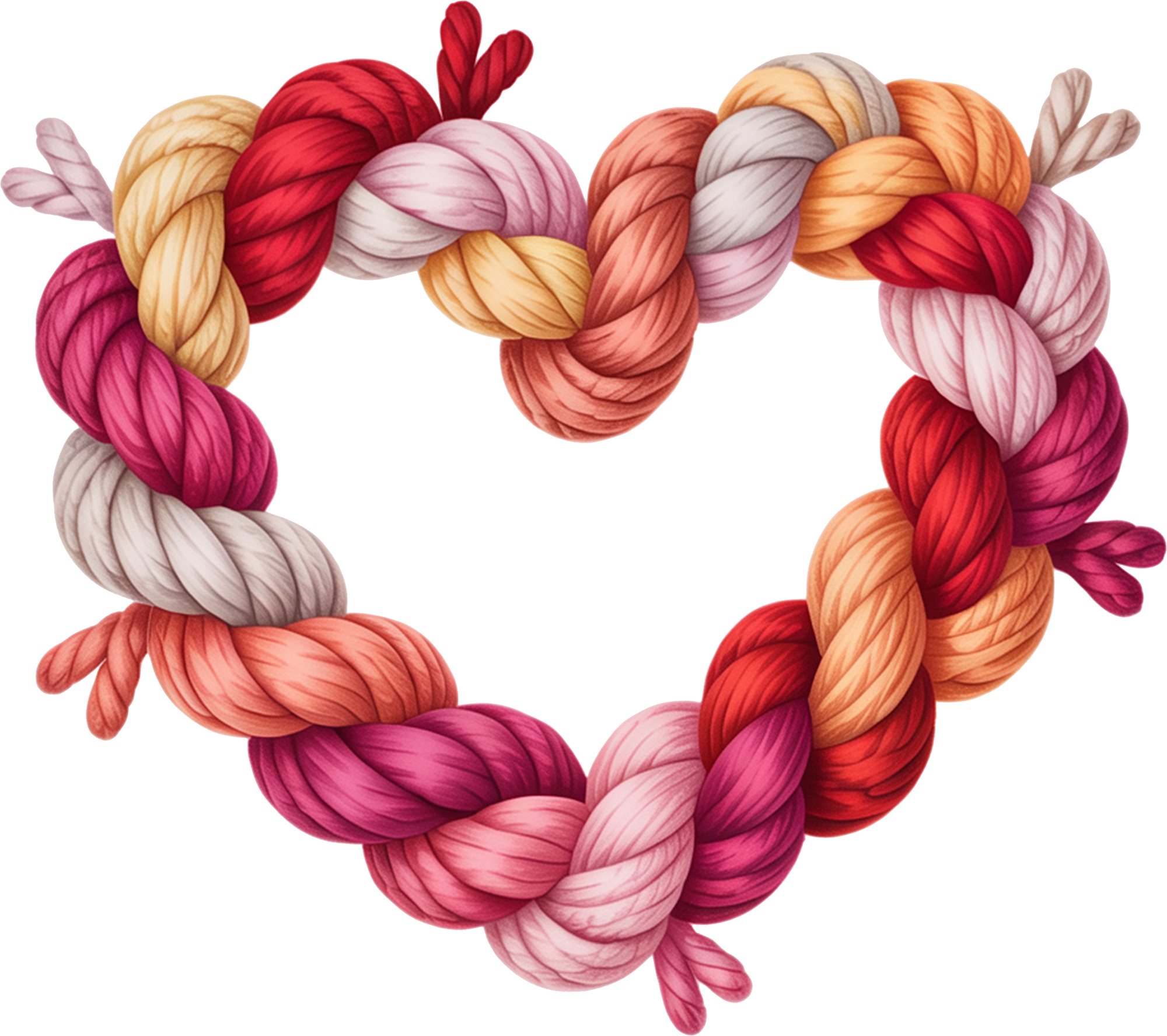 Faux Yarn Crochet Valentine Heart - Valentines Day Ready to Press DTF Transfer