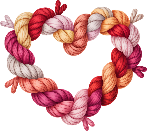 Faux Yarn Crochet Valentine Heart - Valentines Day Ready to Press DTF Transfer
