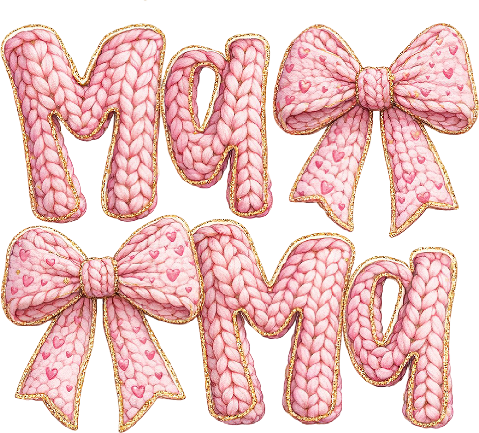 Faux Yarn Crochet Valentine Bow Mama - Valentines Day Ready to Press DTF Transfer