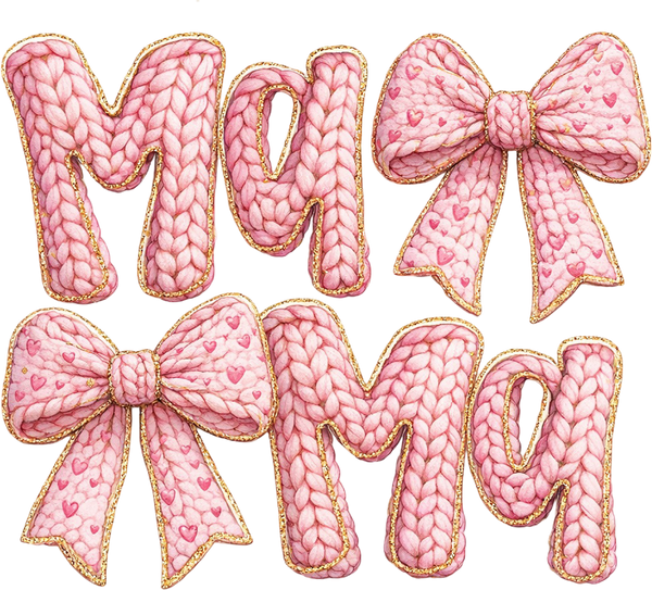 Faux Yarn Crochet Valentine Bow Mama - Valentines Day Ready to Press DTF Transfer