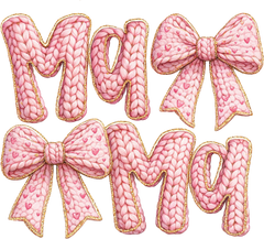 Faux Yarn Crochet Valentine Bow Mama - Valentines Day Ready to Press DTF Transfer