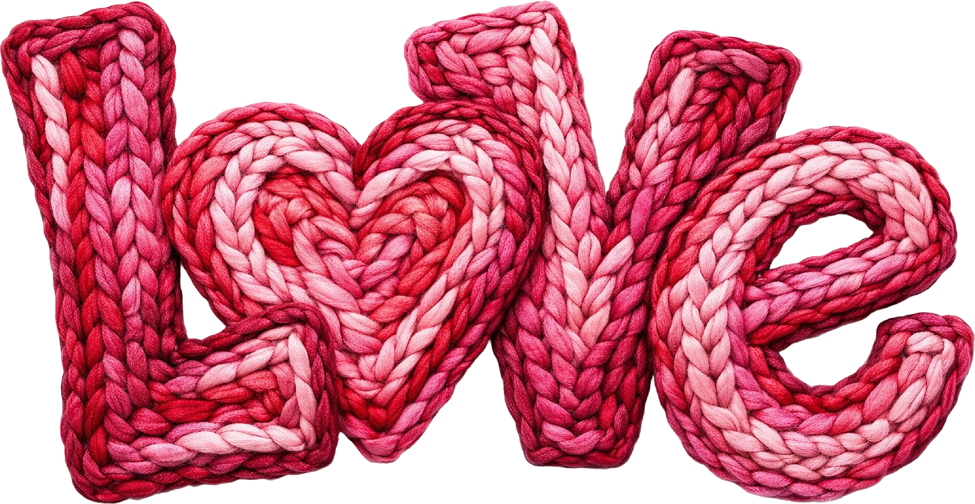 Faux Yarn Crochet Valentine Heart Love - Valentines Day Ready to Press DTF Transfer