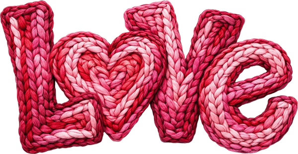 Faux Yarn Crochet Valentine Heart Love - Valentines Day Ready to Press DTF Transfer
