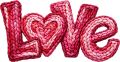 Faux Yarn Crochet Valentine Heart Love - Valentines Day Ready to Press DTF Transfer