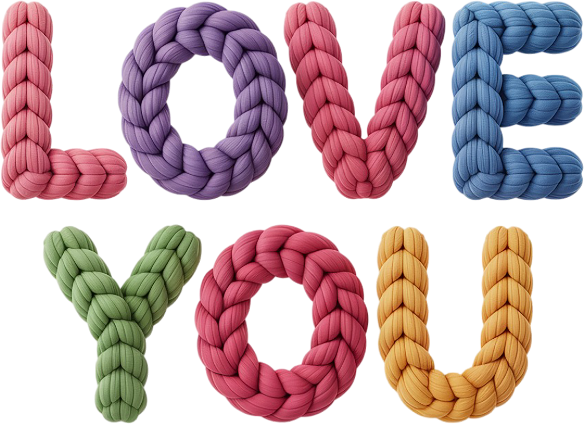 Faux Yarn Crochet Colorful Love You - Valentines Day Ready to Press DTF Transfer