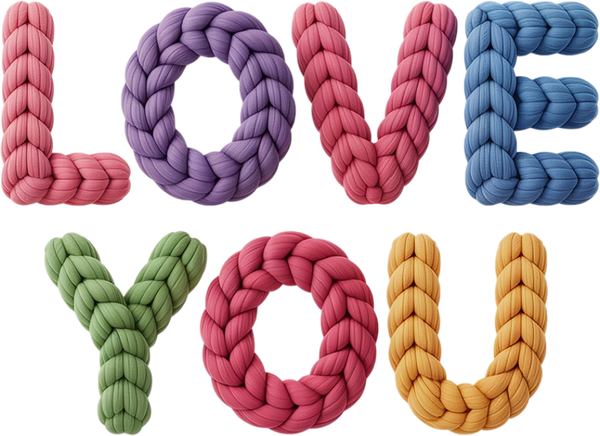 Faux Yarn Crochet Colorful Love You - Valentines Day Ready to Press DTF Transfer