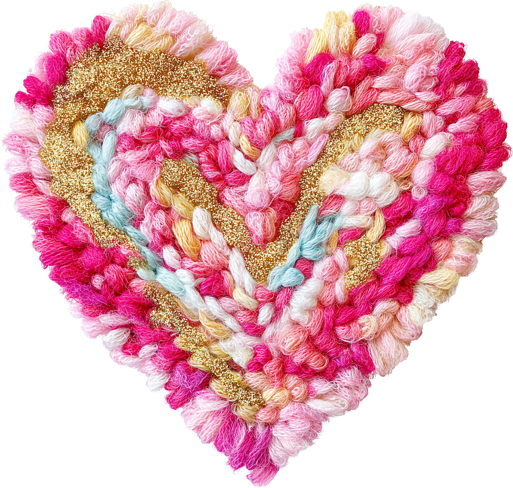 Latch Hook Yarn Heart - Valentines Day Ready to Press DTF Transfer