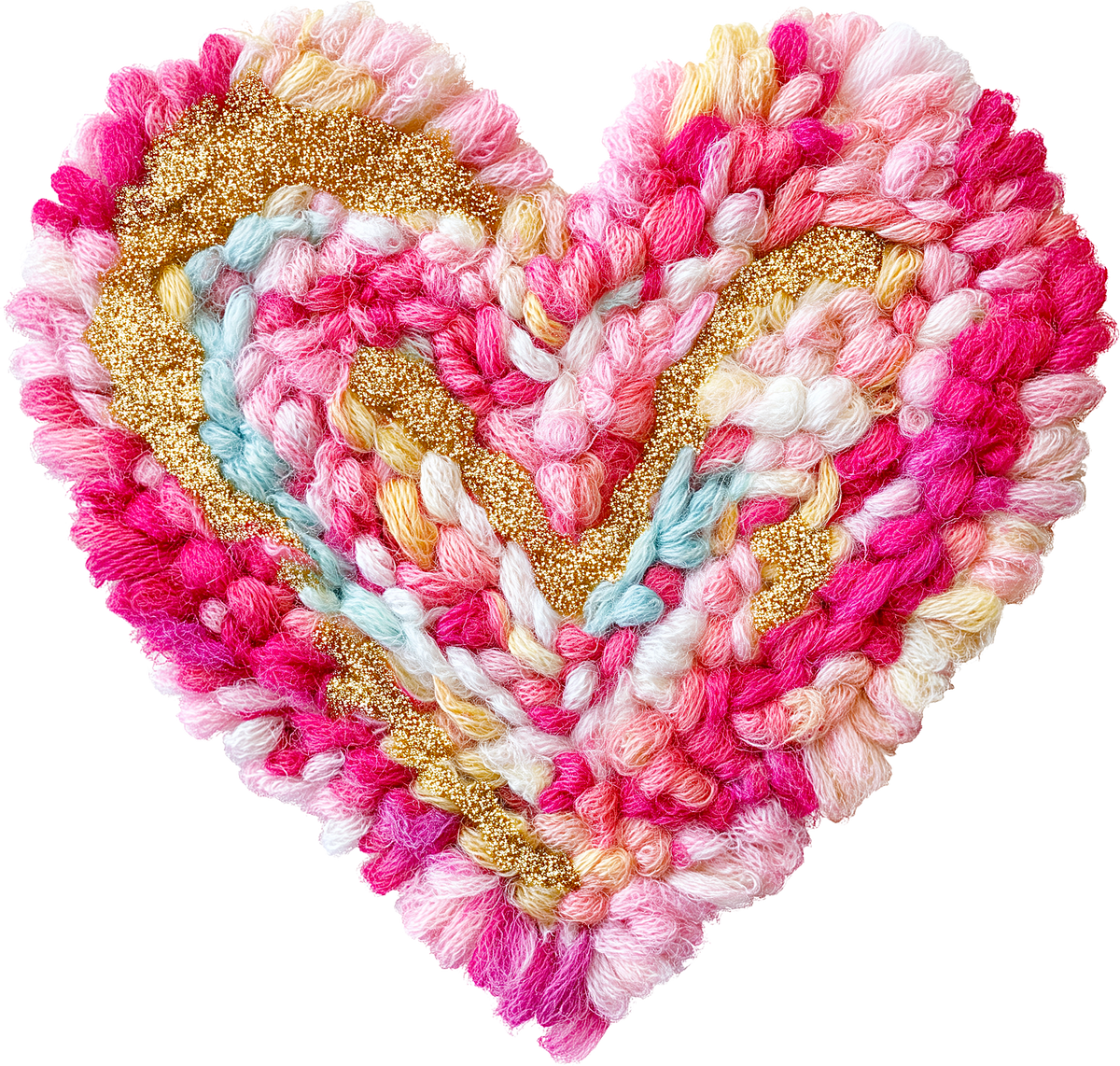 Latch Hook Yarn Heart - Valentines Day Ready to Press DTF Transfer