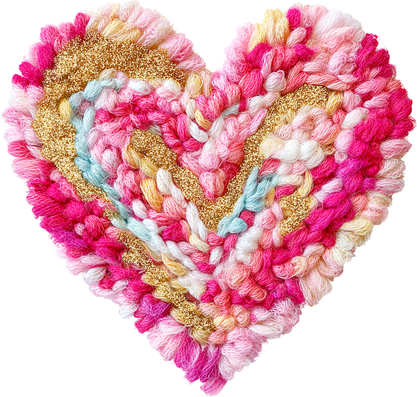 Latch Hook Yarn Heart - Valentines Day Ready to Press DTF Transfer