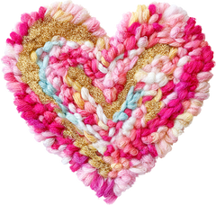 Latch Hook Yarn Heart - Valentines Day Ready to Press DTF Transfer