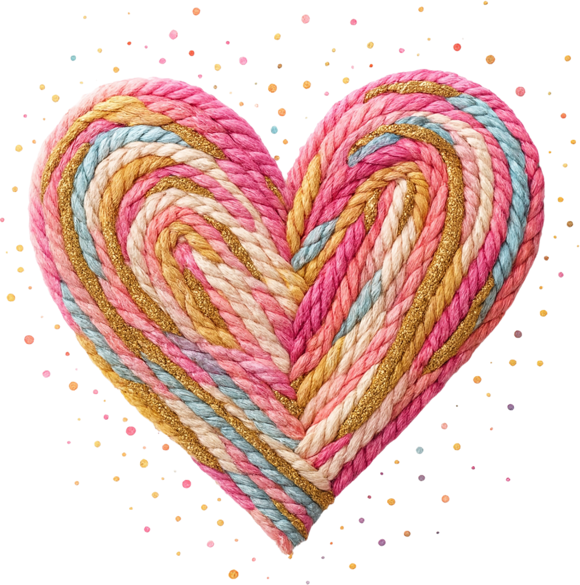 Faux Yarn Colorful Heart - Valentines Day Ready to Press DTF Transfer
