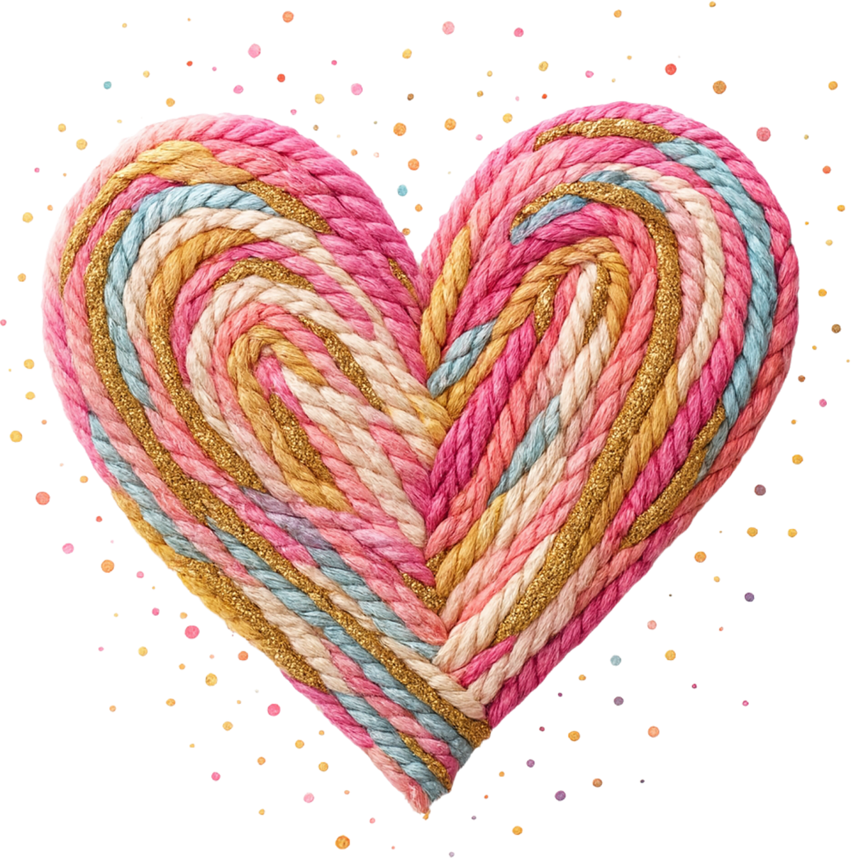 Faux Yarn Colorful Heart - Valentines Day Ready to Press DTF Transfer