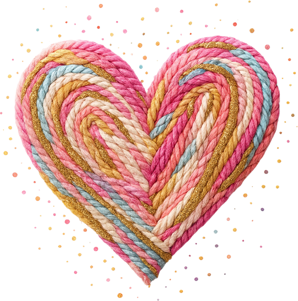 Faux Yarn Colorful Heart - Valentines Day Ready to Press DTF Transfer