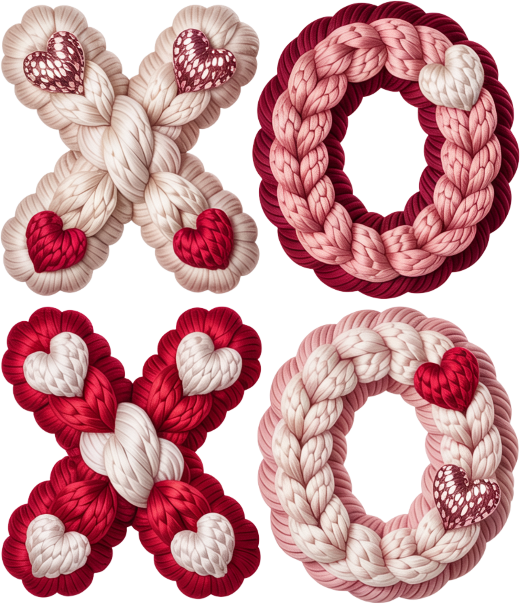 Faux Yarn Crochet Valentine Xoxo - Valentines Day Ready to Press DTF Transfer