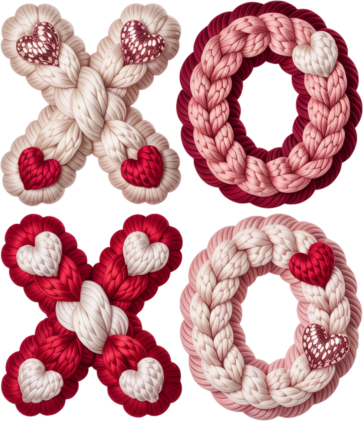 Faux Yarn Crochet Valentine Xoxo - Valentines Day Ready to Press DTF Transfer