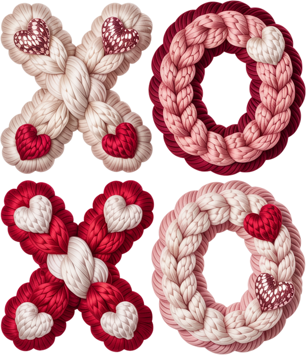 Faux Yarn Crochet Valentine Xoxo - Valentines Day Ready to Press DTF Transfer