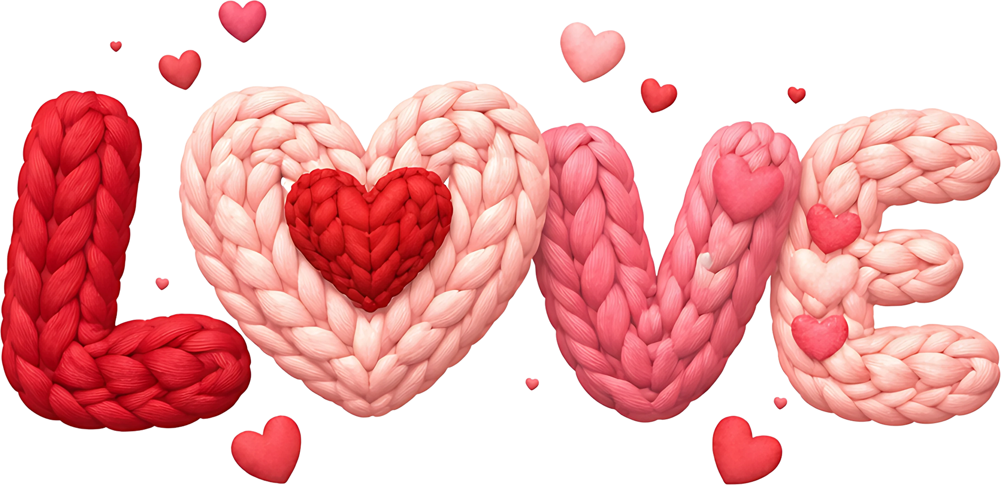 Faux Yarn Valentine Heart Love - Valentines Day Ready to Press DTF Transfer