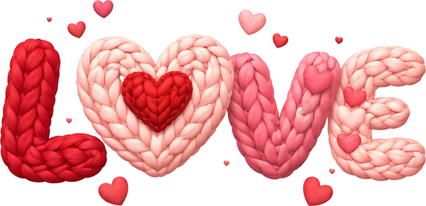 Faux Yarn Valentine Heart Love - Valentines Day Ready to Press DTF Transfer