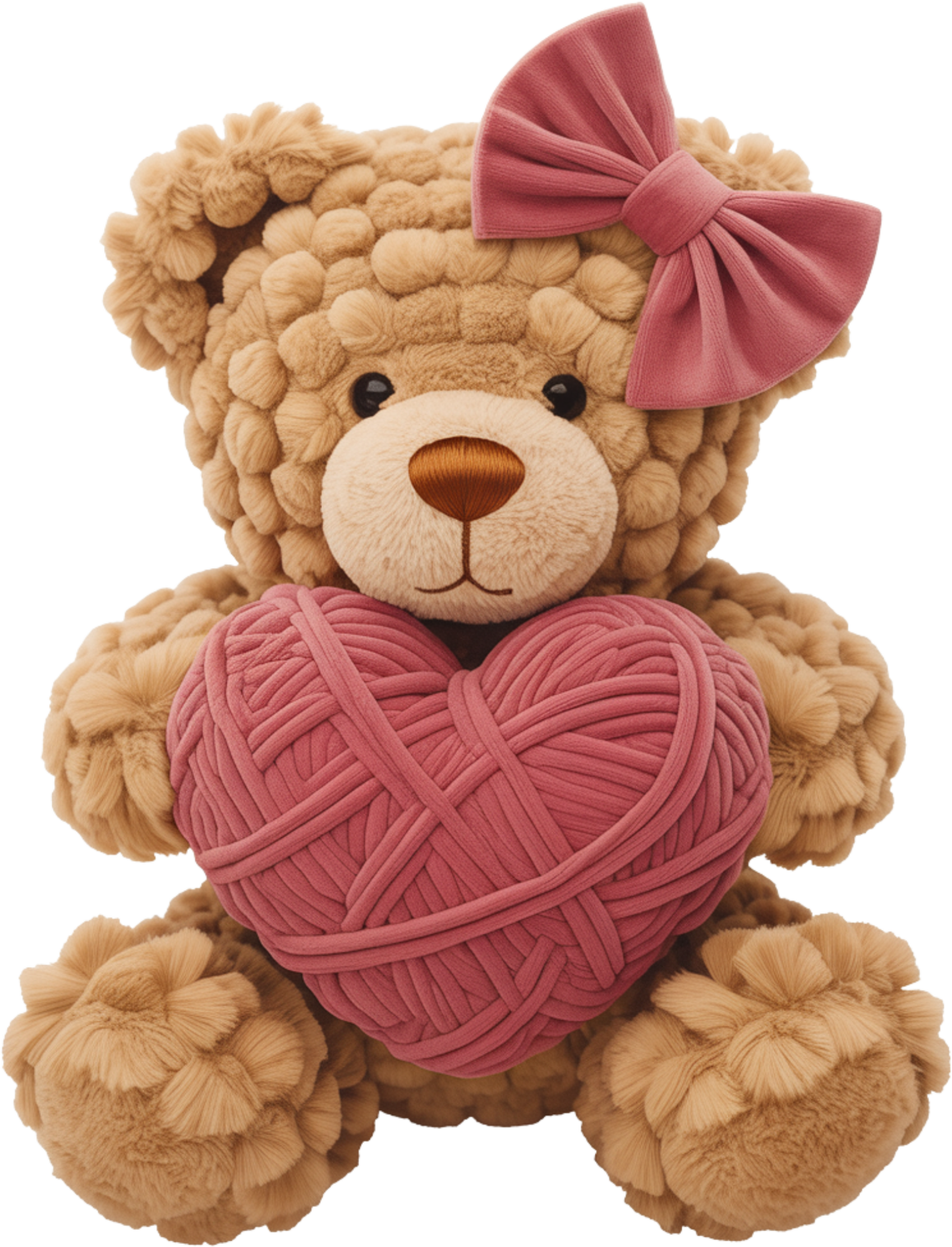Faux Yarn Valentine Teddy Bear - Valentines Day Ready to Press DTF Transfer