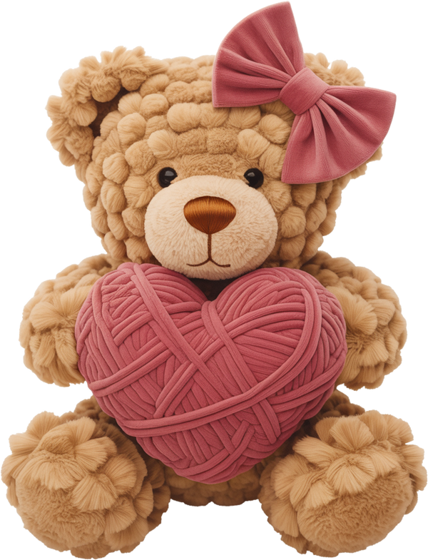 Faux Yarn Valentine Teddy Bear - Valentines Day Ready to Press DTF Transfer