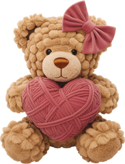 Faux Yarn Valentine Teddy Bear - Valentines Day Ready to Press DTF Transfer