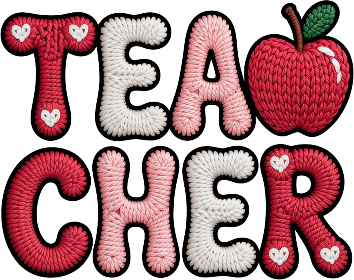 Faux Yarn Valentine Teacher Apple - Valentines Day Ready to Press DTF Transfer
