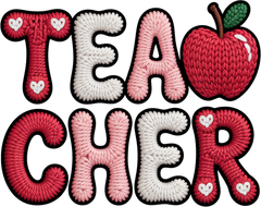 Faux Yarn Valentine Teacher Apple - Valentines Day Ready to Press DTF Transfer