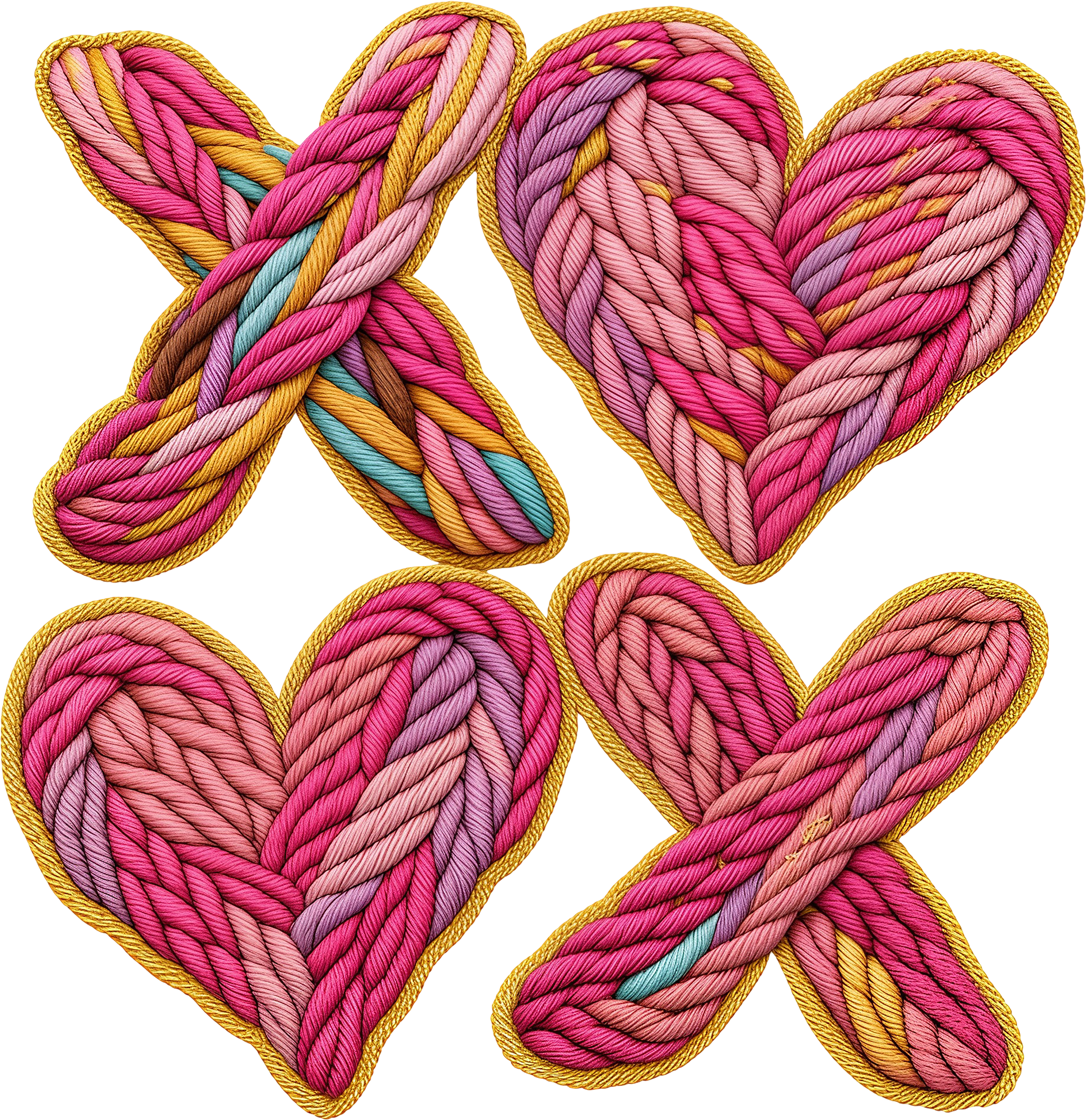 Faux Yarn Valentine Colorful Heart Xoxo - Valentines Day Ready to Press DTF Transfer
