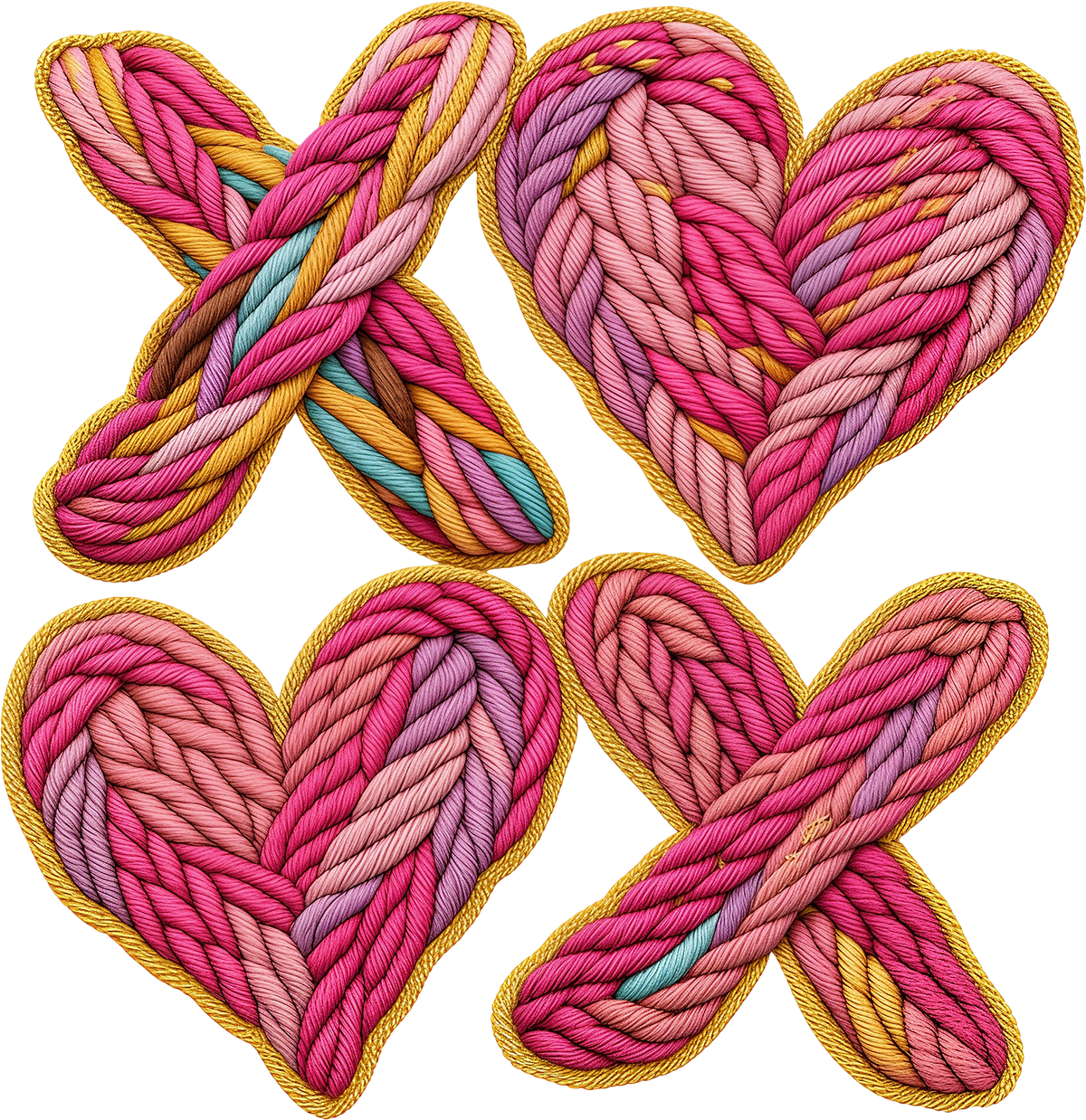 Faux Yarn Valentine Colorful Heart Xoxo - Valentines Day Ready to Press DTF Transfer