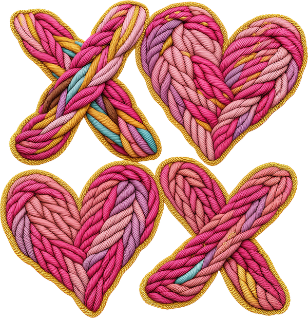 Faux Yarn Valentine Colorful Heart Xoxo - Valentines Day Ready to Press DTF Transfer