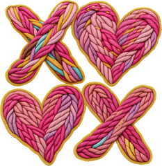 Faux Yarn Valentine Colorful Heart Xoxo - Valentines Day Ready to Press DTF Transfer
