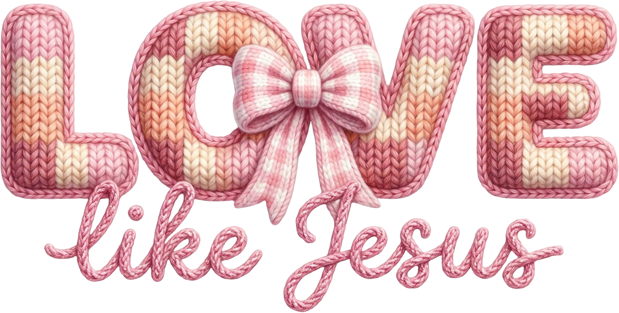 Faux Yarn Valentine Bow Love Like Jesus - Valentines Day Ready to Press DTF Transfer