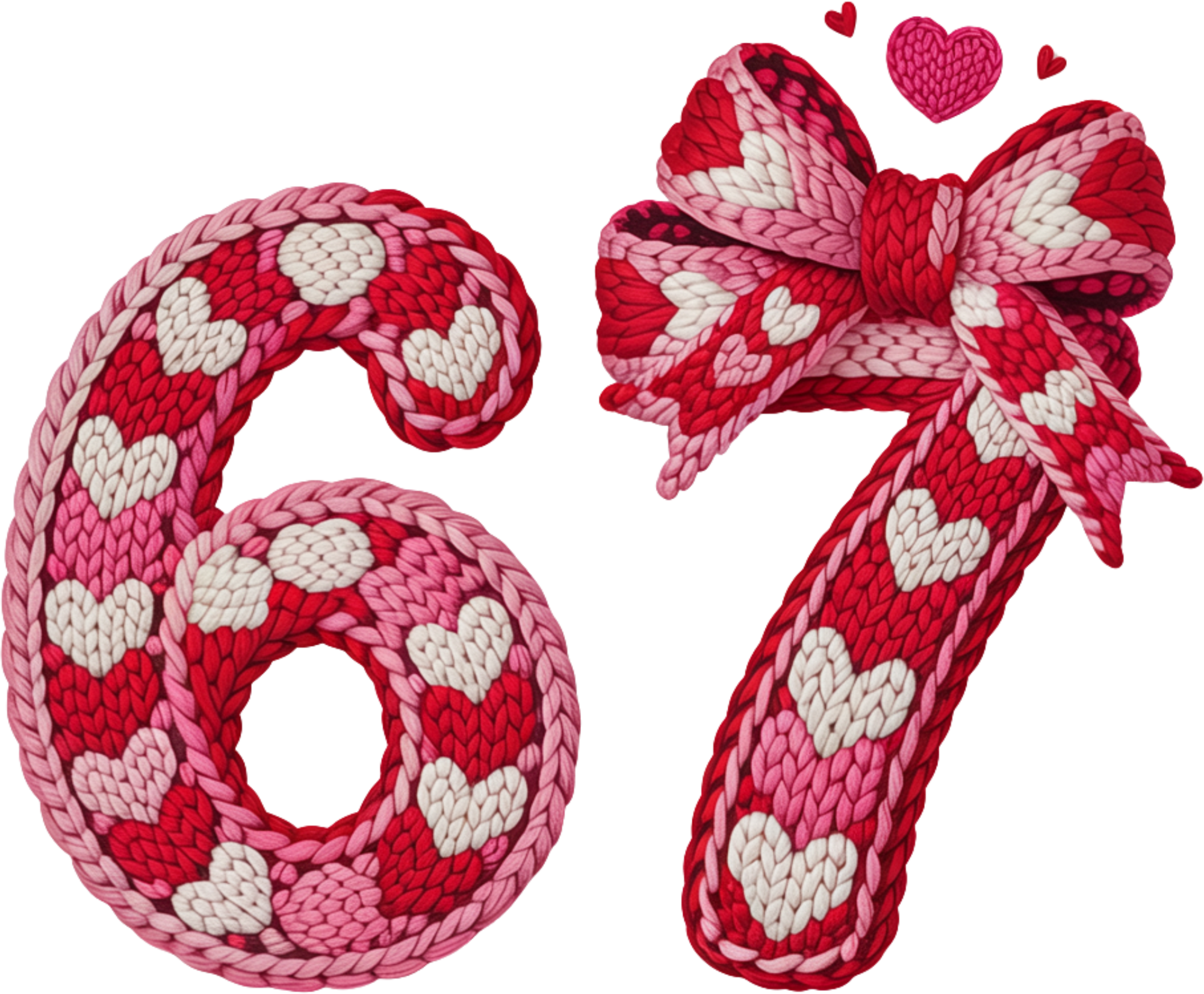 Faux Yarn  Valentine Bow 67 - Valentines Day Ready to Press DTF Transfer