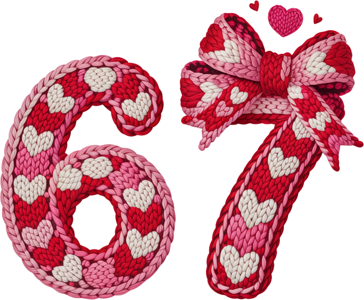 Faux Yarn  Valentine Bow 67 - Valentines Day Ready to Press DTF Transfer