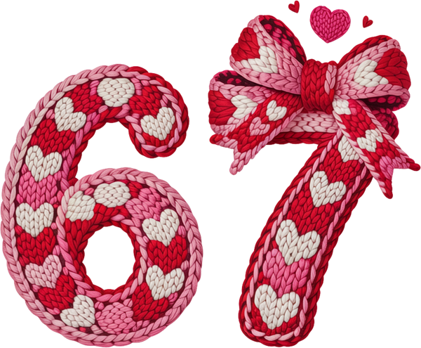Faux Yarn  Valentine Bow 67 - Valentines Day Ready to Press DTF Transfer