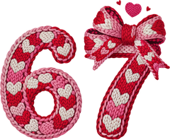 Faux Yarn  Valentine Bow 67 - Valentines Day Ready to Press DTF Transfer