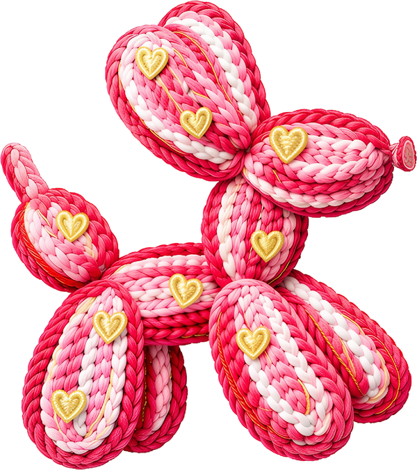 Faux Yarn Valentine Balloon Dog - Valentines Day Ready to Press DTF Transfer