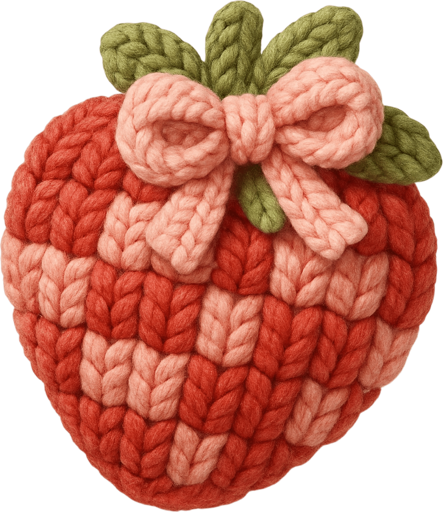 Faux Yarn Crochet Valentine Strawberry - Valentines Day Ready to Press DTF Transfer