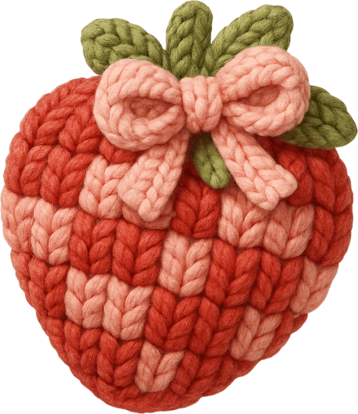 Faux Yarn Crochet Valentine Strawberry - Valentines Day Ready to Press DTF Transfer