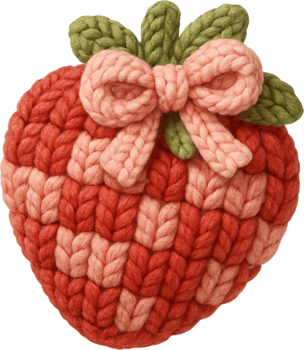 Faux Yarn Crochet Valentine Strawberry - Valentines Day Ready to Press DTF Transfer