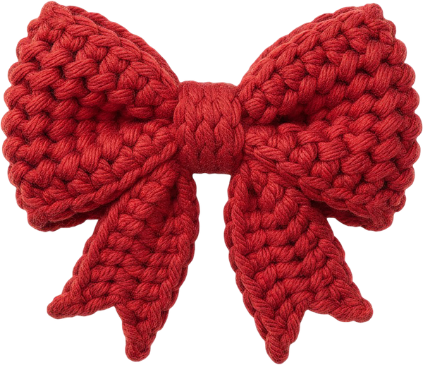 Faux Yarn Crochet Couquette Red Bow - Valentines Day Ready to Press DTF Transfer