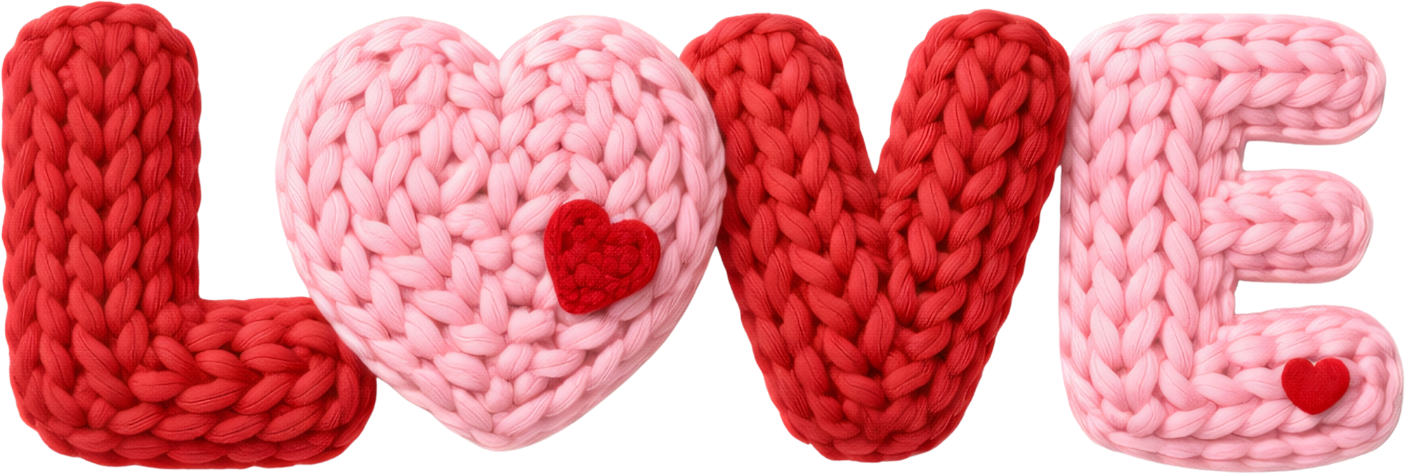 Faux Yarn Crochet Valentine Love - Valentines Day Ready to Press DTF Transfer