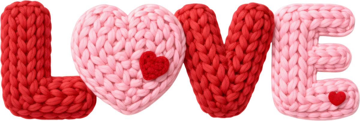 Faux Yarn Crochet Valentine Love - Valentines Day Ready to Press DTF Transfer