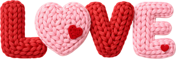 Faux Yarn Crochet Valentine Love - Valentines Day Ready to Press DTF Transfer