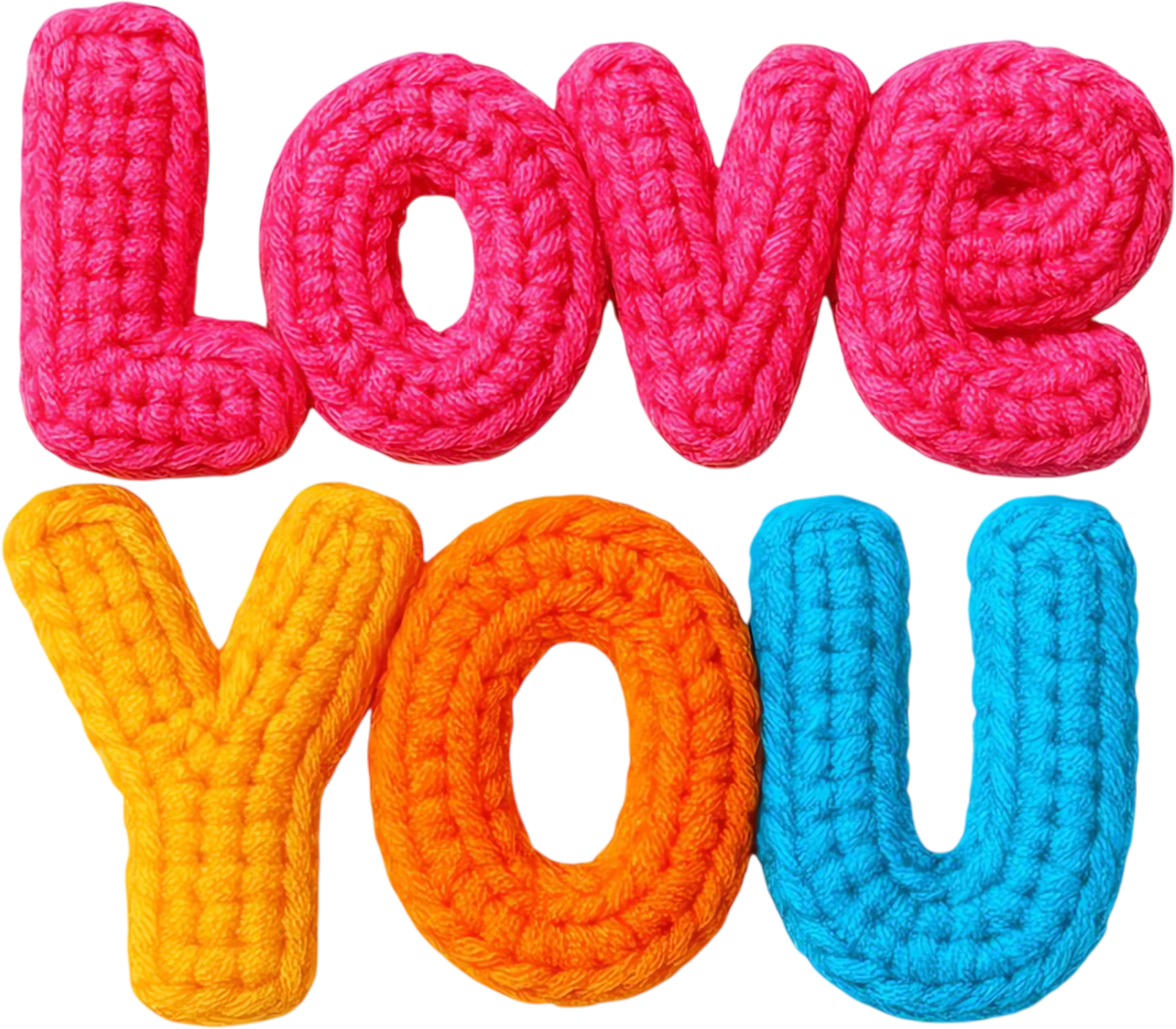 Faux Yarn Crochet Colorful Love You - Valentines Day Ready to Press DTF Transfer